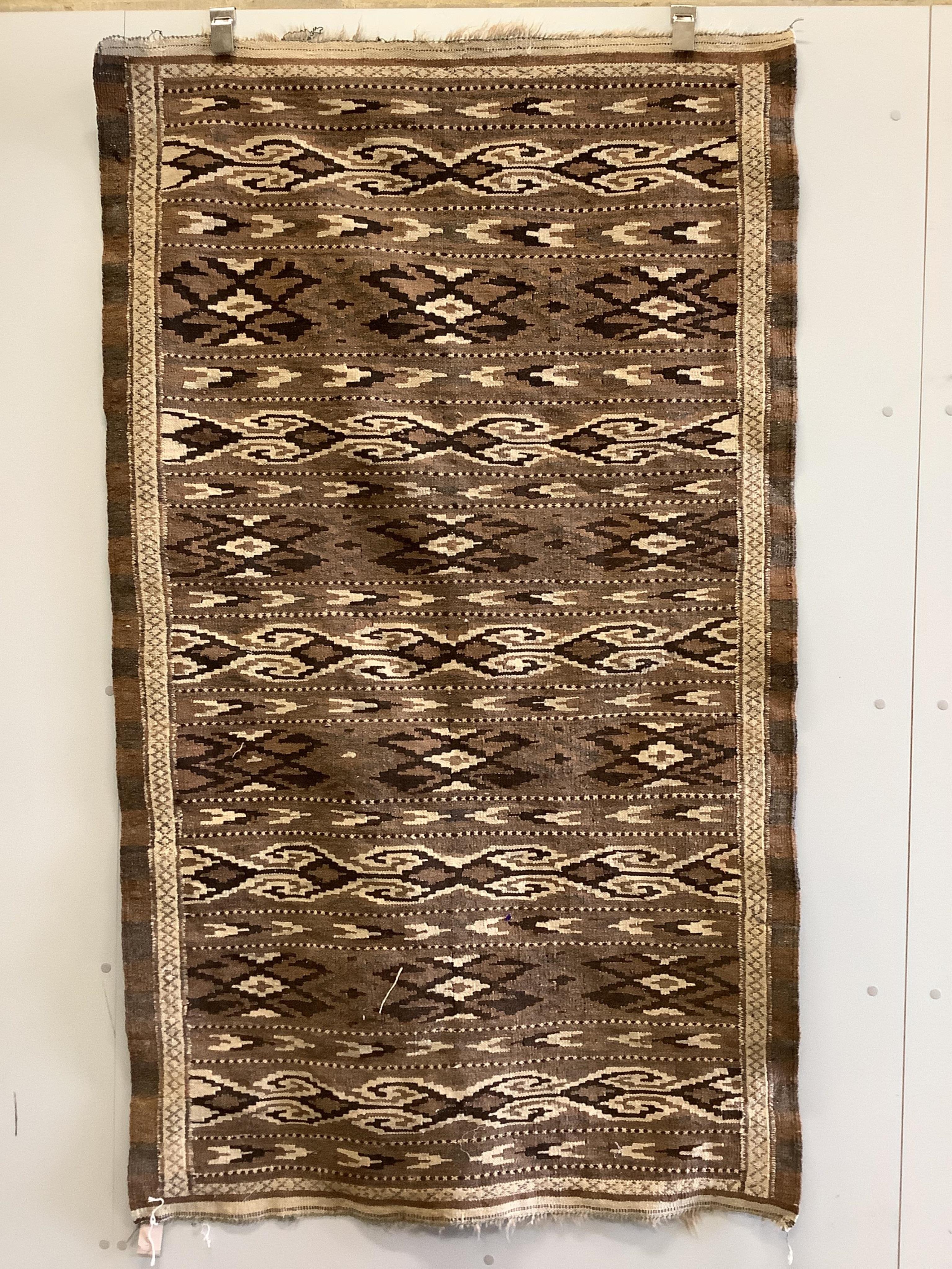 A Kilim flat weave rug together with a Belouch prayer rug, larger 180 x 147cm. Condition - fair